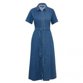 Midikleid COMMA Blau – Damen Größe 34