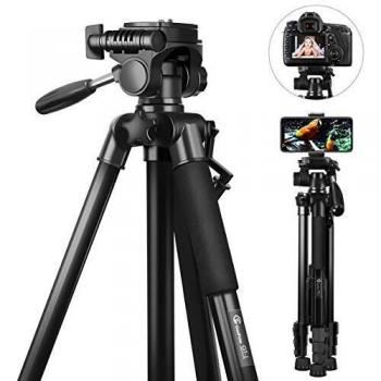 GooFoto 58” Compact Tripod: 3kg Load, Lightweight Aluminum, Phone & Camera Friendly