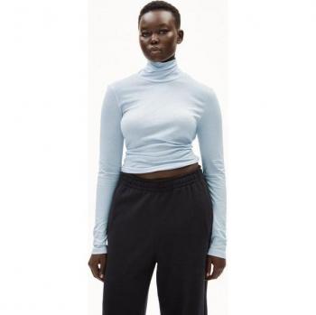 Damen Slim Fit Longsleeve GRAZILIAA SOFT in Blau