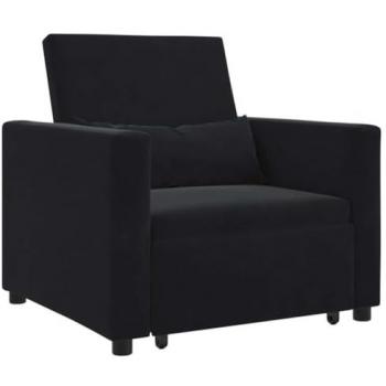 Chaise-Relax Noir Polyester en Bois