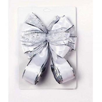 Premier 1.2m Silver and White Bow for Tree Top