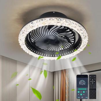 Remote-Controlled Black Ceiling Fan with Lights