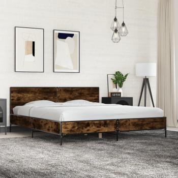 Vidaxl Bed Frame Smoked Oak 180x200 cm Super King