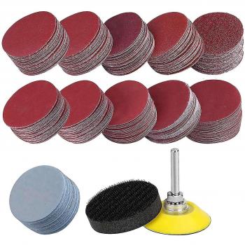 Kit de tampons de disques 200 pièces – 50 mm, papier abrasif en boucle et mousse polisseuse