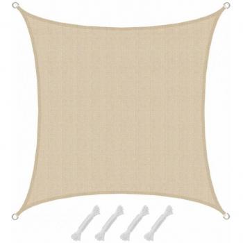 Cyslmuk Protection Solaire : voile d’ombrage UV 2x3 m HDPE, toile carrée, beige