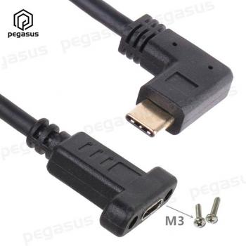 Extensor 90° USB‑C con Soporte de Fijación y Acabado Dorado