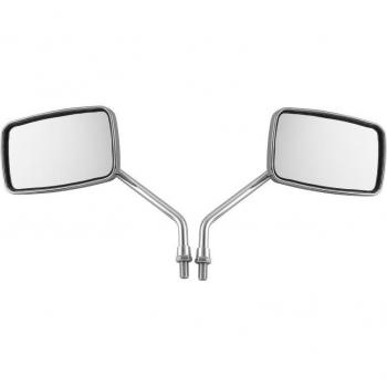 Espejos Retrovisores Universales para Moto, 1 Par, Rectangulares, 10mm, Cromo