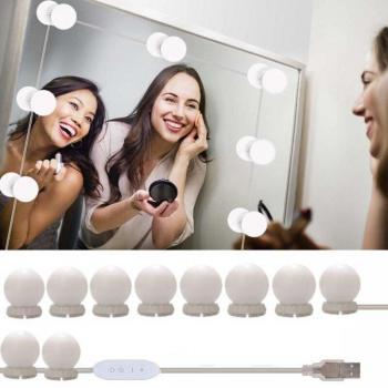 Hollywood Glamour LED Spiegellicht mit USB und 10 Glühbirnen