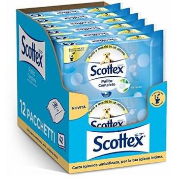 Scottex Pulito Completo, Carta Igienica Umidificata, 12 Confezioni da 42 Salviette