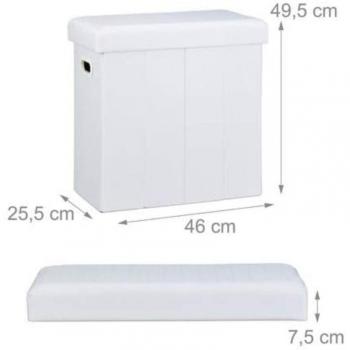 Tabouret Banc Banquette Pliant – 50L – Blanc