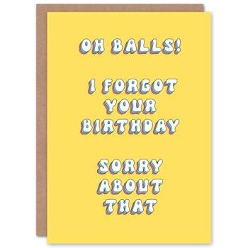 Belated Birthday Apology Card Ball (Retro Yellow)