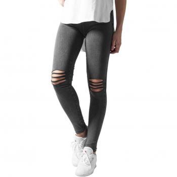 Mottled Grey Urban Classic Slashed‑Knee Leggings for Women (XS–XL)