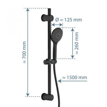 SCHÜTTE Ensemble de Barre de Douche RAVEN Noir Mat Système Salle de Bain 429378