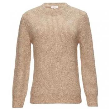 Beige melange Rundhalspullover s.Oliver mit Rippbündchen