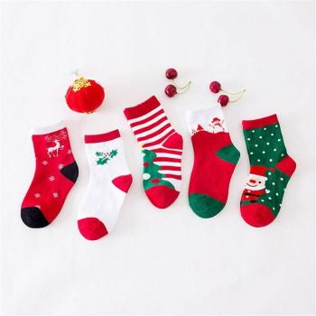 5 calcetines navideños de algodón para bebés (1-12 años)
