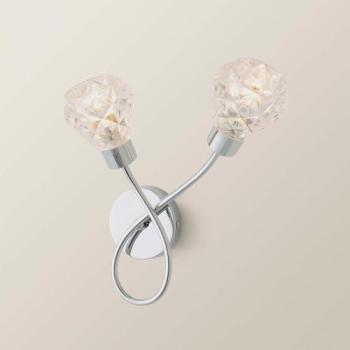 Unisex Astley Chrome Wall Light Duo – 2‑Way Crystal Shade, Metallic Silver (One Size)