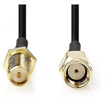 Nedis Antennenkabel 2 m – RP SMA‑Stecker + Buchse, vergoldet, 50 Ω, 50 dB