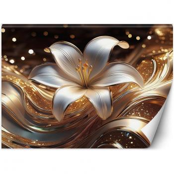 Goldgelbe Lilien Wandgestaltung 100x70