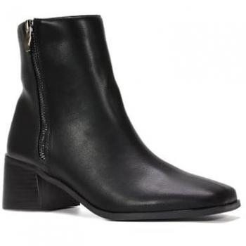 Willow Square Toe Ankle Booties with Mid Block Heel – Black