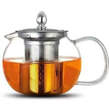 600 ml Clear Glass Teapot with Stainless Steel Lid – Loose Leaf Infuser