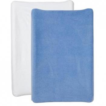 Double Housse Matelas Langer Éponge Blanche et Bleue – 50x70 cm