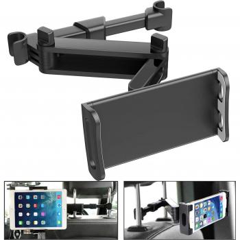 Mobile Phone & Tablet Support for Samsung Galaxy Tab S7 FE Plus (4.7‑12.4″), Adjustable Car Headrest Holder