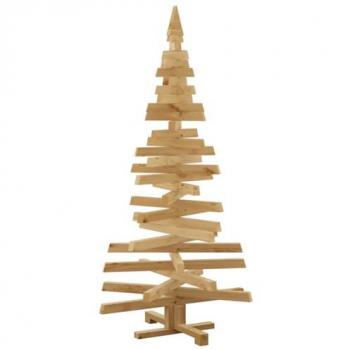Arbre de Noël en bois massif 150 cm avec support marron