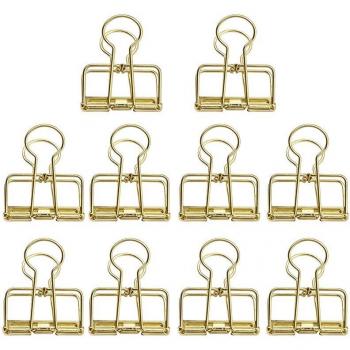 Clip LMDZ 9 Colores Huecos, Galvanizado Dorado, Libreta Office