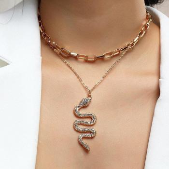 Crystal CZ Snake Long Chain Necklace