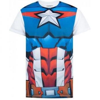Maglia Capitan America Uomo L con Design Blu/Blanco