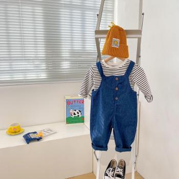 Spring/Autumn Baby Cotton Denim Suspender Long Pants