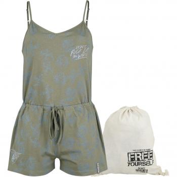 EMP Collection Spéciale Salopette « Désolé pour la Terre » – Short vert imprimé – XS / S – Femmes