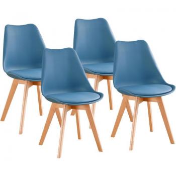 Pack de 4 Chaises Scandinaves Vlsy Bleu Canard