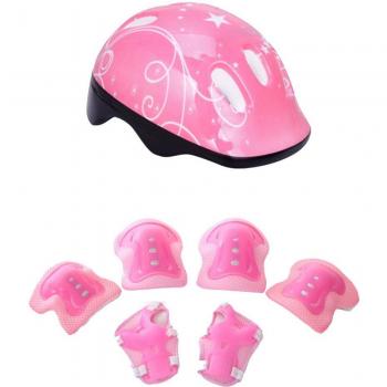 Conjunto casco-rodilleras ciclismo infantil