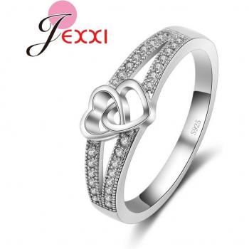 Stilvoller Doppelring „Herz & Kreuz“ – 925 Sterling