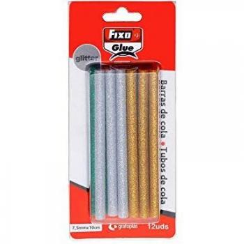 BARRA SILICONA PARA PISTOLA TERMOFUSIBLE GLITTER 100 x 0,75 MM 12 UNID
