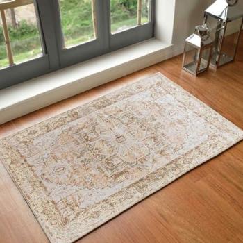 Earthtone Boho Rug – Machine Washable, Dark Brown Clay, 66×115 cm