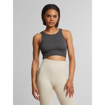 AIMN Crop Top mit Rundhalsausschnitt, Hellgrau, Größe S