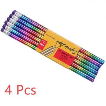 Crayon d'écriture arc-en-ciel en bois, 12 pièces