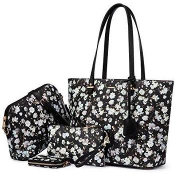 Handtasche Damen Schultertasche Tragetasche Groß Designer Elegant Umhängetasche Henkeltasche Set 3-teiliges Set (A-schwarz-B)