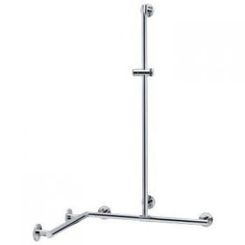 Barre de douche Keuco Plan Care avec main courante, 1100/900/1100mm, aluminium argenté-élocisé