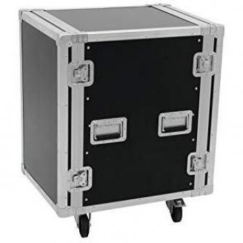Roadinger Rack Profi KM 16HE, 55cm Einbautiefe, mit Rollen | PRO Flightcase für 483-mm-Geräte