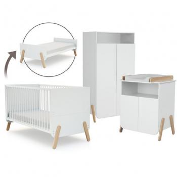 Dormitorio completo para bebé con cama 70x140, cambiador y armario en diseño pirata