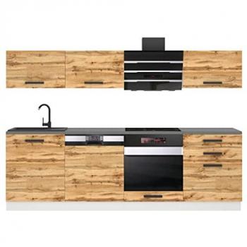 Belini Cuisine Complet Linda – 240 cm, sans plan de travail, chêne Wotan