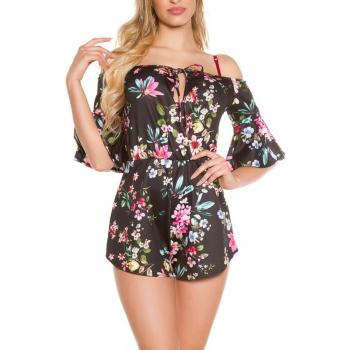 Koucla Kurzplaysuit „Flower Wrap“, Schulterfrei – XS