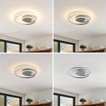 Lámpara de techo LED Lindby Kyron, gris, para salón y comedor