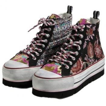 Stitched High‑Top Platform Shoes