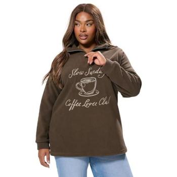 Veste polaire brune à zip mi-haut Yours Curve