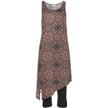 Beachtime Longtop mit Leggings, Alloverprint und trendigem Schlitz