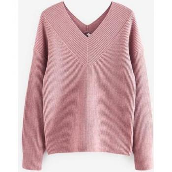 Next Rippstrick-Pullover mit V-Ausschnitt